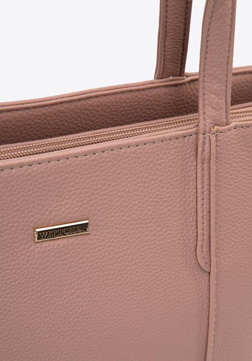Dámská kabelka  z ekologické kůže s ozdobným lemováním, světle růžový, 97-4Y-612-4, Obrázek 5