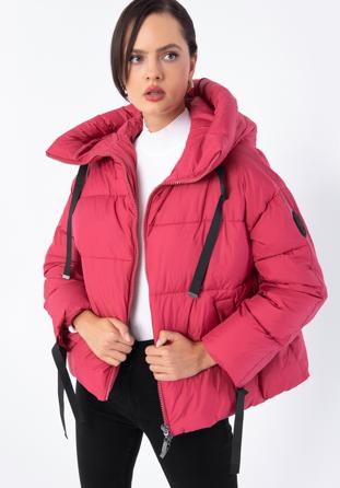 Dámská prošívaná bunda s manžetami na rukávech, světle růžový, 97-9D-401-P-XL, Obrázek 1