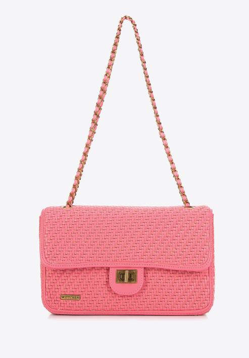 Dámská pletená  kabelka s řetízkem, světle růžový, 98-4Y-010-10, Obrázek 2