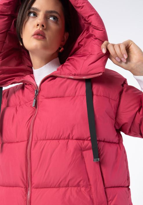 Dámská prošívaná bunda s manžetami na rukávech, světle růžový, 97-9D-401-P-XL, Obrázek 6