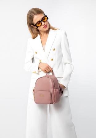 Dámský kožený batoh s kapsami, světle růžový, 97-4E-618-P, Obrázek 1