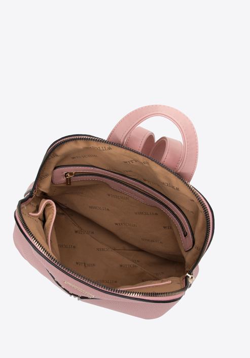 Dámský trapézový batoh z ekologické kůže s nýty, světle růžový, 98-4Y-605-5, Obrázek 3