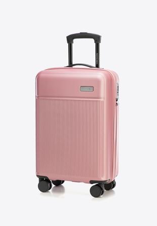Kabinový kufr se svislými pruhy z ABS-u, světle růžový, 56-3A-801-34, Obrázek 1