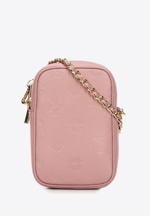 Kožená mini kabelka s monogramem, světle růžový, 98-2E-601-P, Obrázek 1