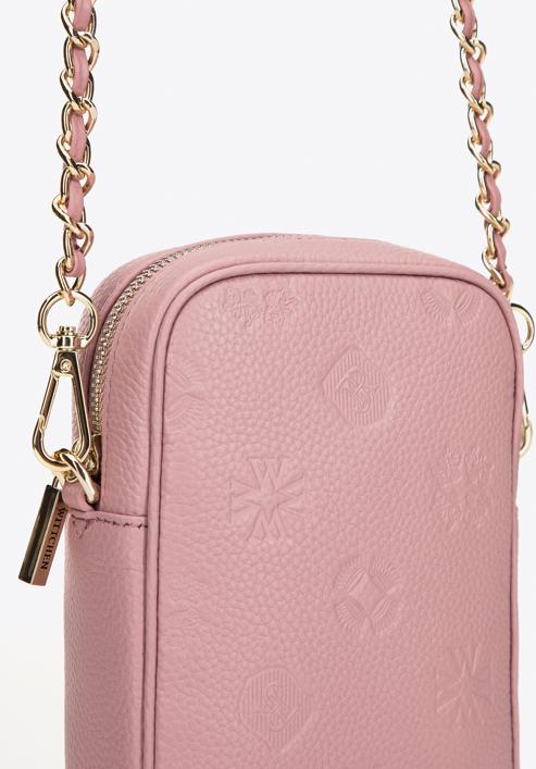 Kožená mini kabelka s monogramem, světle růžový, 98-2E-601-0, Obrázek 4