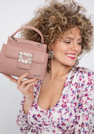 Mini kabelka z ekologické kůže s lesklou přezkou, světle růžový, 98-4Y-212-P, Obrázek 1