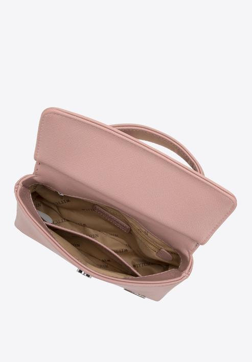 Mini kabelka z ekologické kůže s lesklou přezkou, světle růžový, 98-4Y-212-P, Obrázek 3