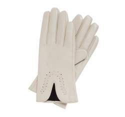Женские кожаные перчатки с вырезом, светло-бежевый, 39-6-552-A-S, Фотография 1