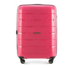 Средний рифленый чемодан из полипропилена, светло-розовый, 56-3T-722-30, Фотография 1