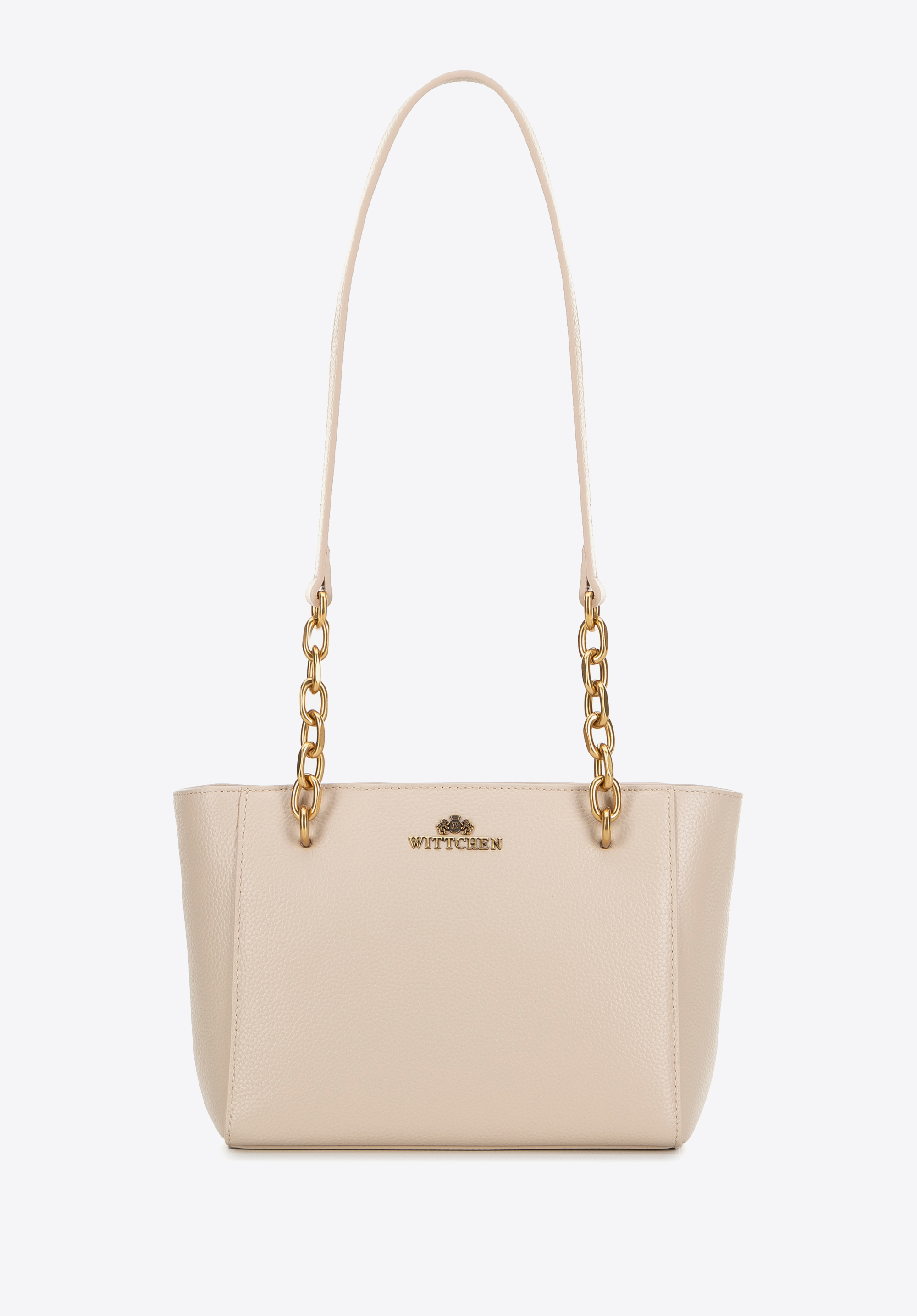 Dámska kožená kabelka, svetlobéžová, 100-4E-604-99, Obrázok 1