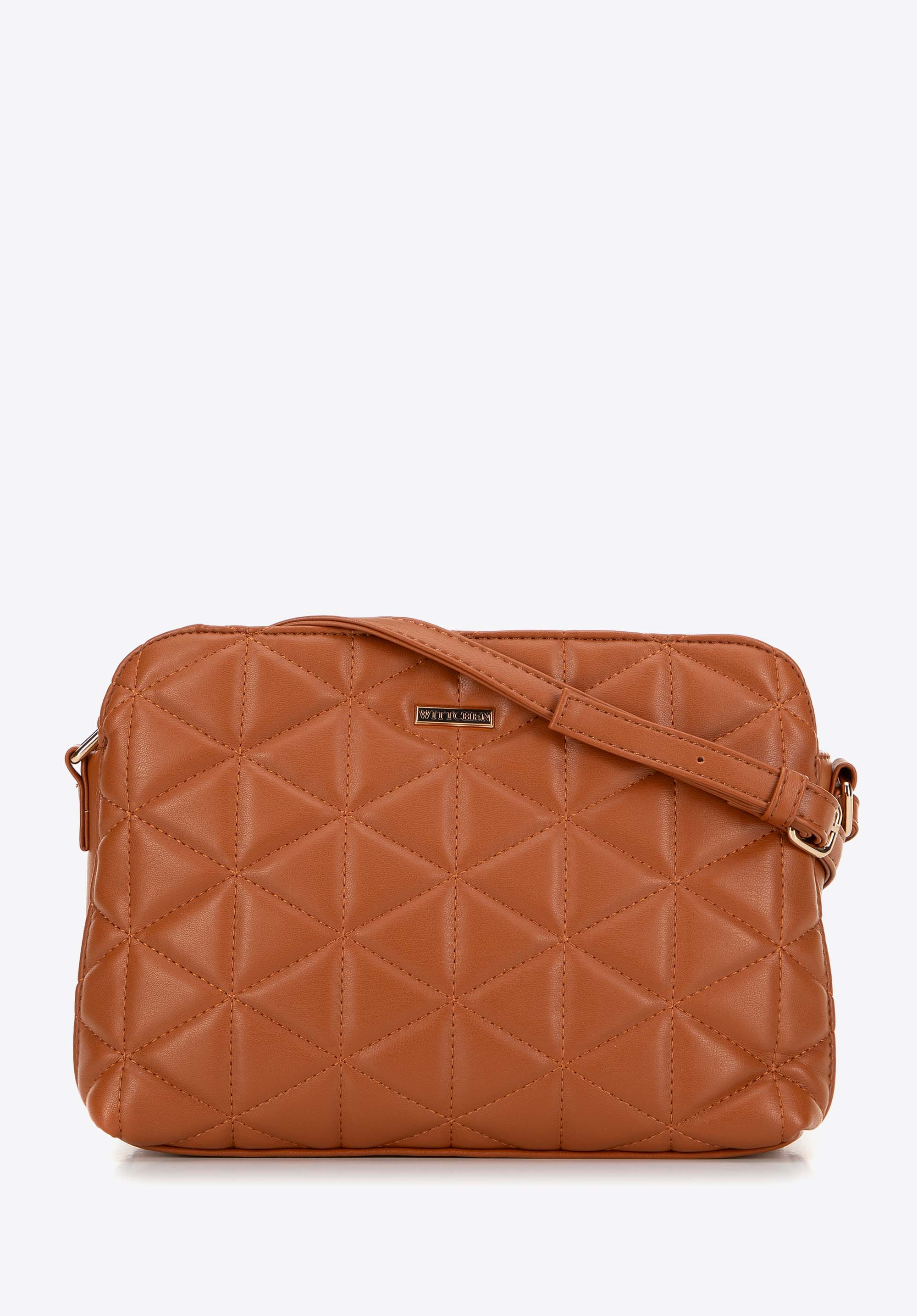 Dámska prešívaná crossbody kabelka z umelej kože, svetlohnedá, 99-4Y-605-5, Obrázok 1