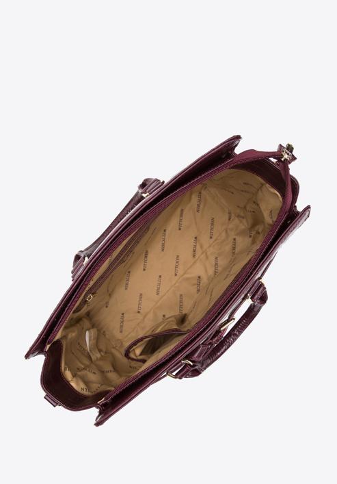Műbőr krokodil textúrájú táska, szilva lila, 97-4Y-217-Z, Fénykép 3