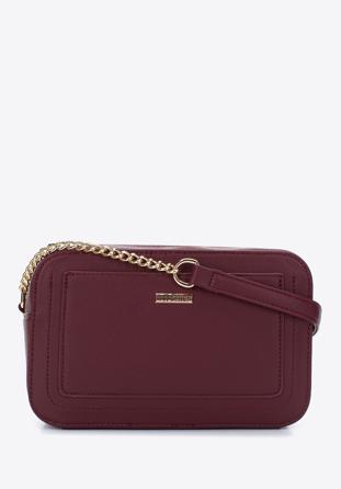 Női ökobőr crossbody táska díszített zsebbel, szilva lila, 29-4Y-014-F, Fénykép 1