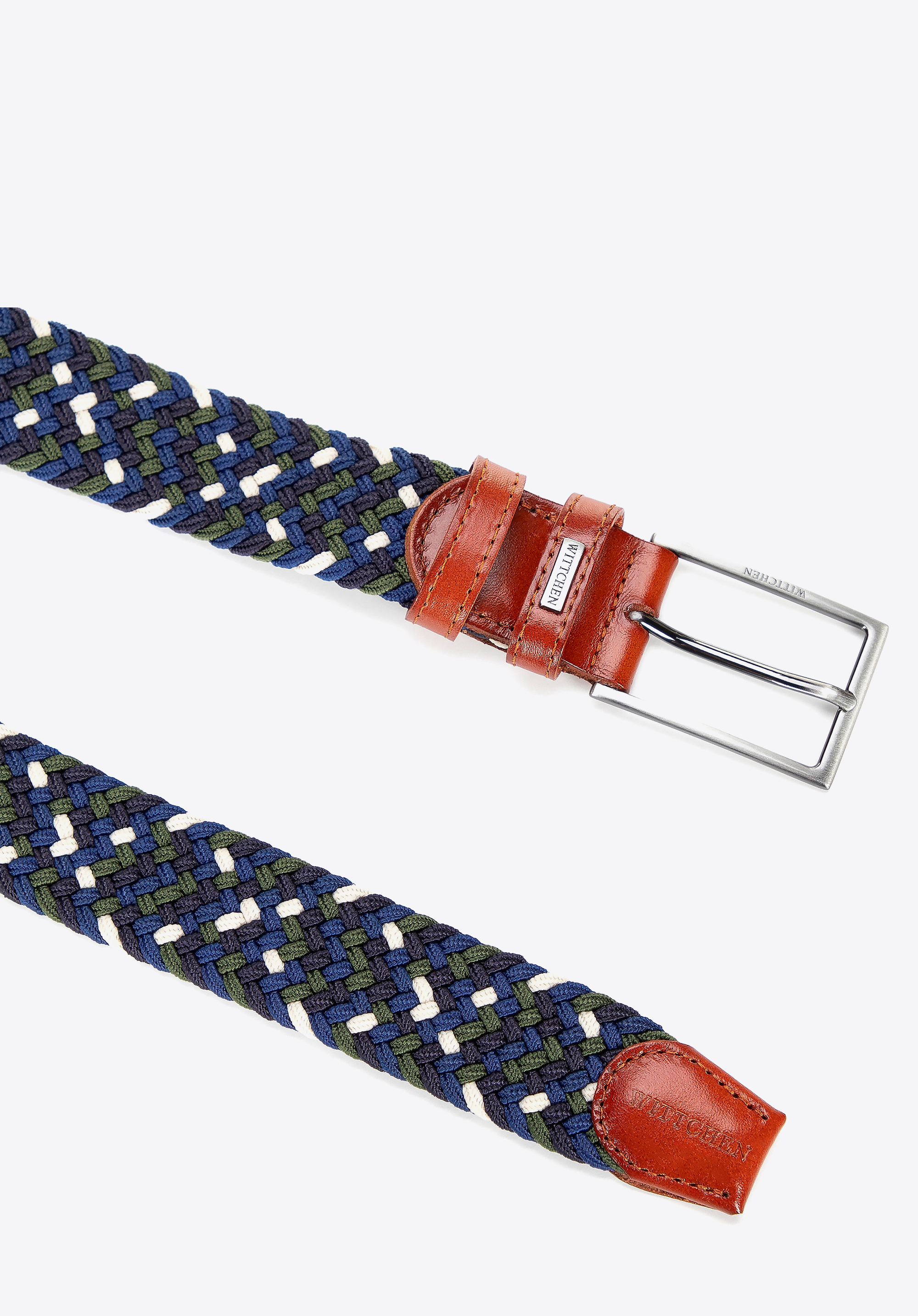 Férfi szőtt öv kontrasztos részletekkel, színes, 101-8M-401-NZ-10, Fénykép 1