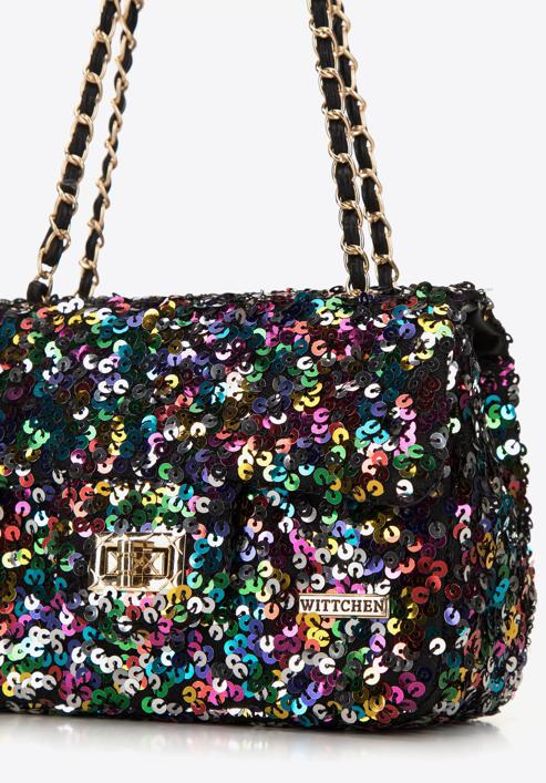 Flitteres női estélyi táska csillogó lánccal, színes, 98-4Y-023-X, Fénykép 5