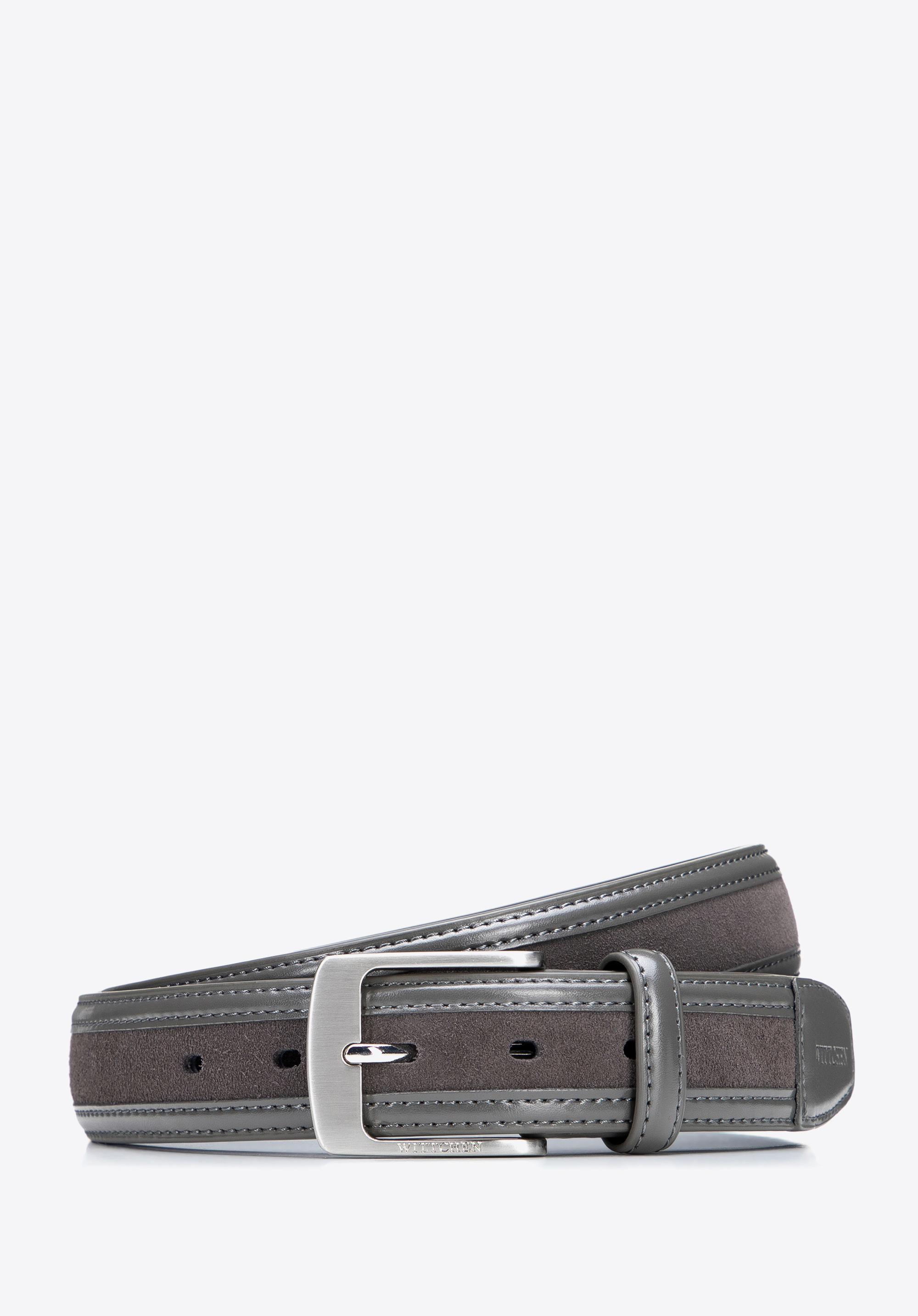 Férfi bőr öv két textúrával, szürke, 101-8M-216-8-M, Fénykép 1
