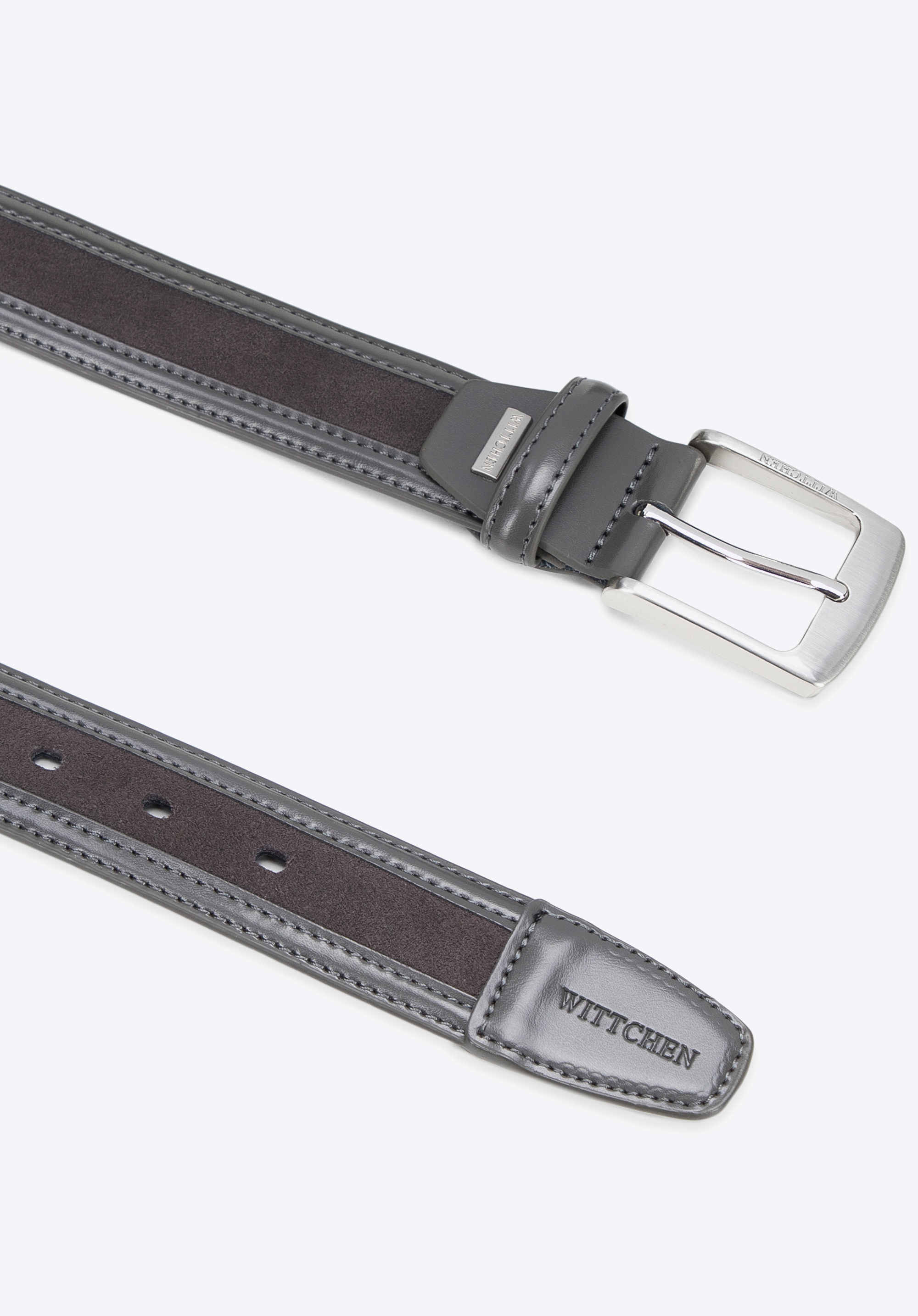 Férfi bőr öv két textúrával, szürke, 101-8M-216-8-M, Fénykép 1