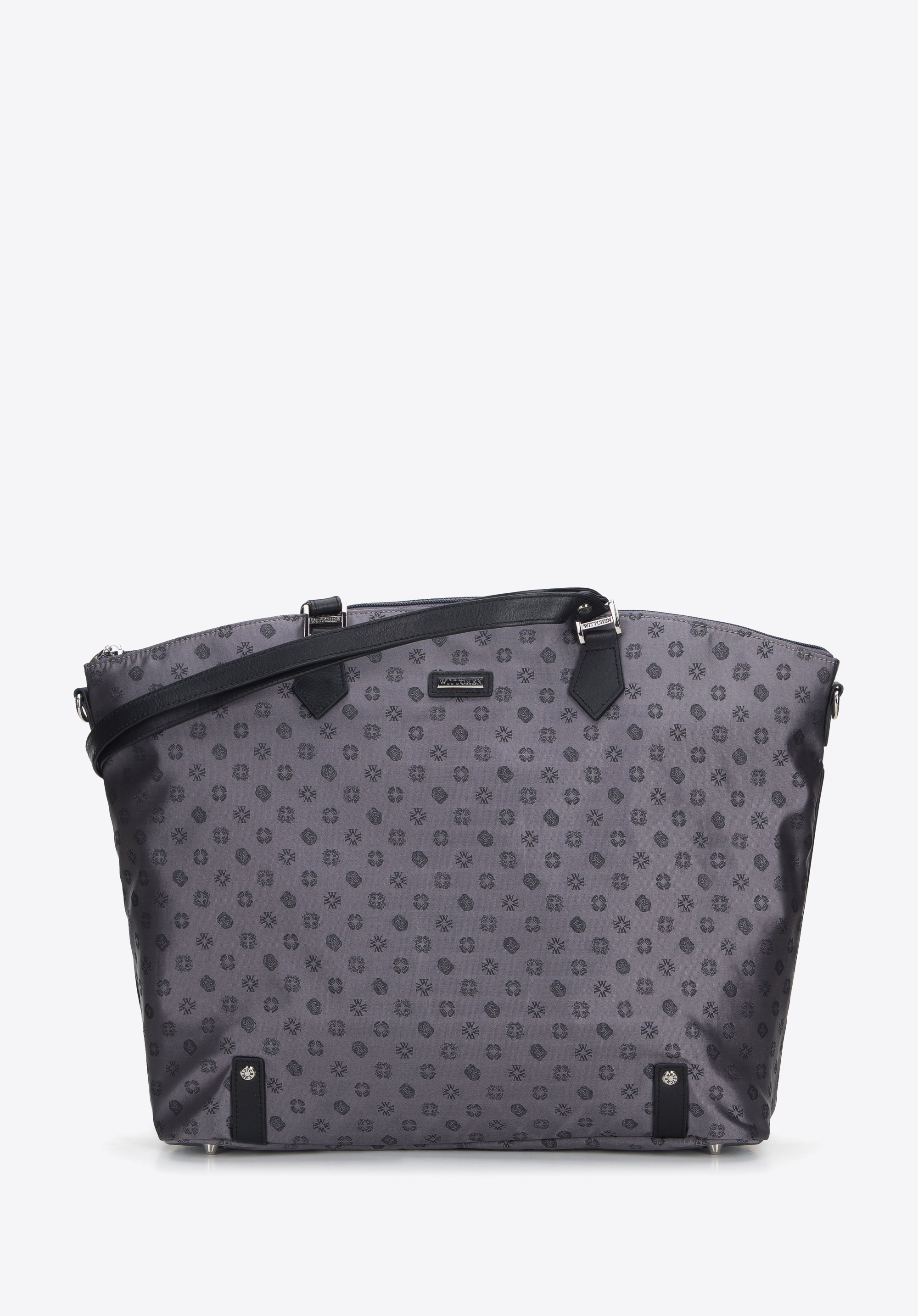 Jacquard és bőr shopper táska
