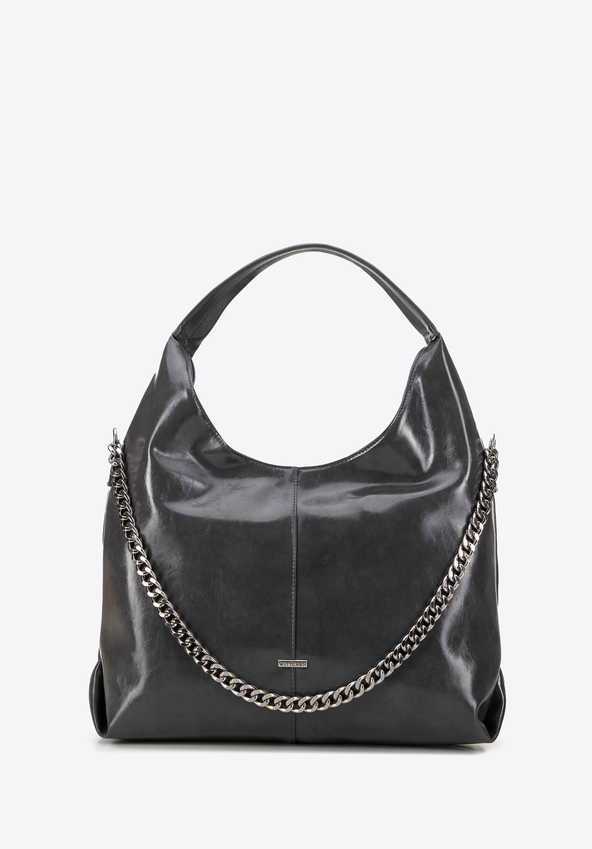 Női kézitáska dekoratív láncos részletekkel, szürke, 99-4Y-513-8, Fénykép 1