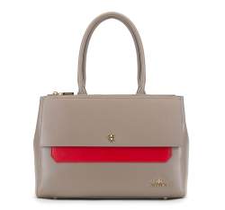 Bevásárló táska, bézs-piros, 90-4E-357-8, Fénykép 1