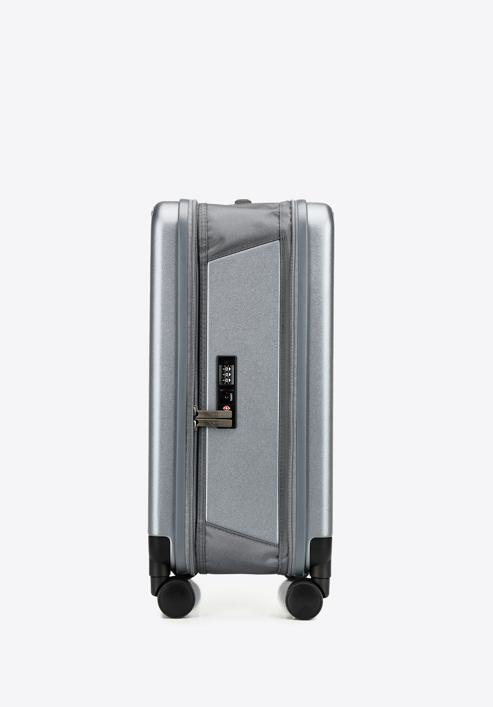 Polikarbonát bővíthető kabinbőrönd, szürke, 56-3P-401-01, Fénykép 3