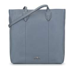Shopper-Tasche aus Leder, taubenblau, 93-4E-211-8, Bild 1