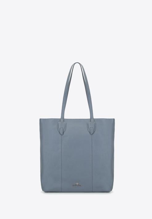 Shopper-Tasche aus Leder, taubenblau, 93-4E-211-8, Bild 2