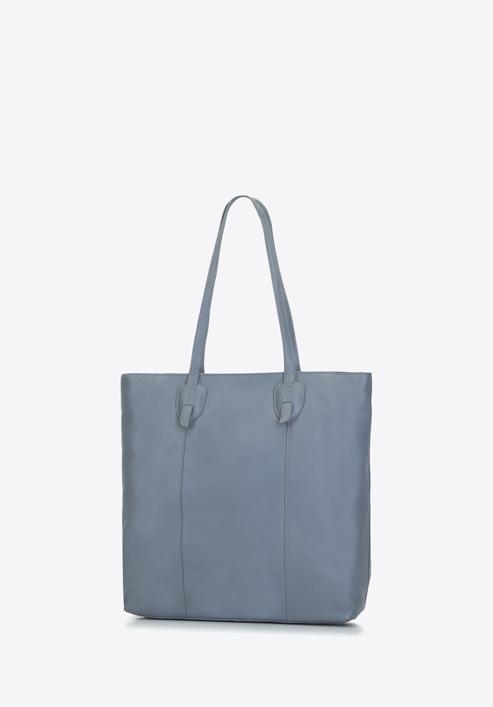 Shopper-Tasche aus Leder, taubenblau, 93-4E-211-8, Bild 3