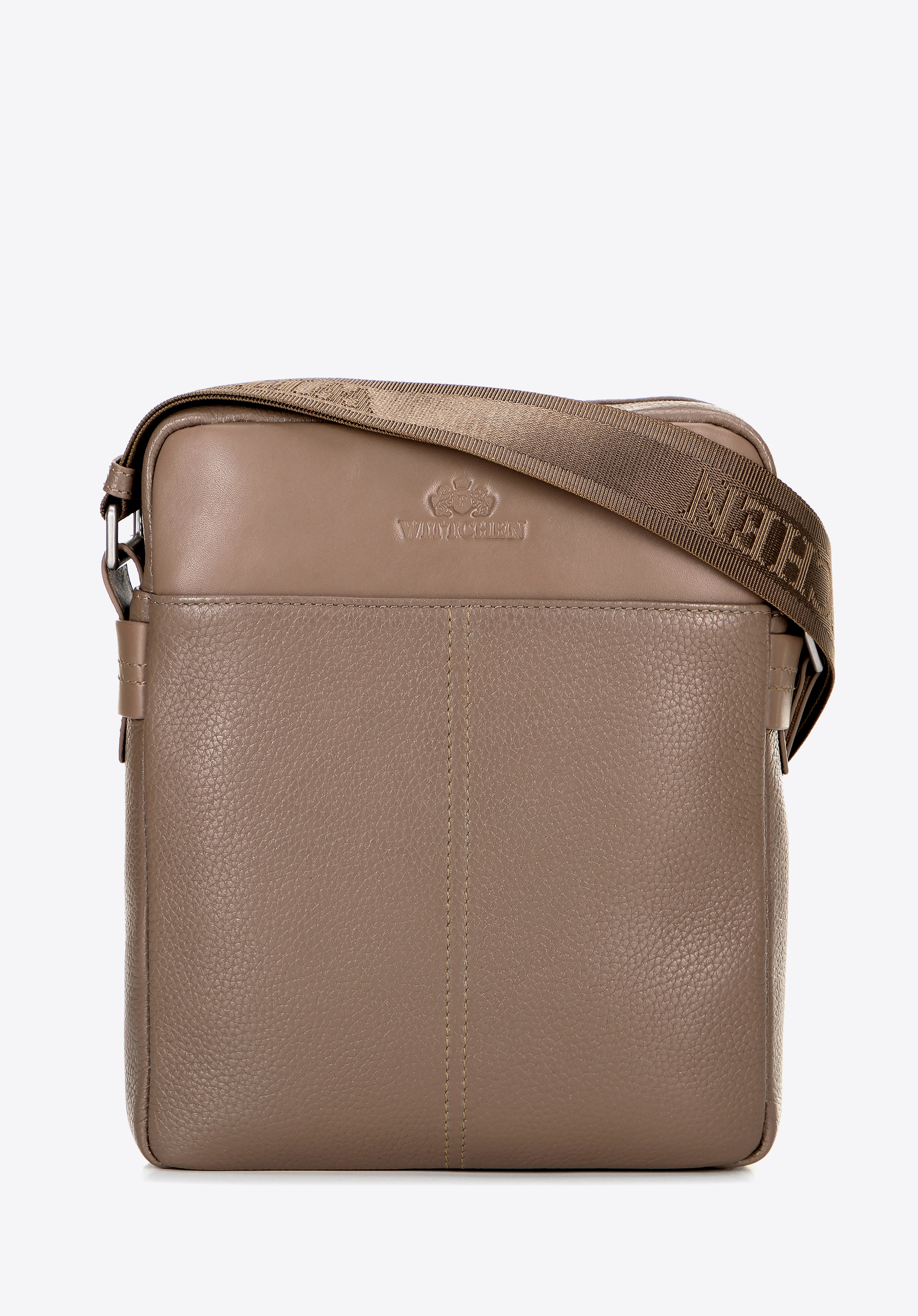 Велика чоловіча сумка-месенджер з натуральної шкіри, таупе, 100-4U-807-9, Фото 1