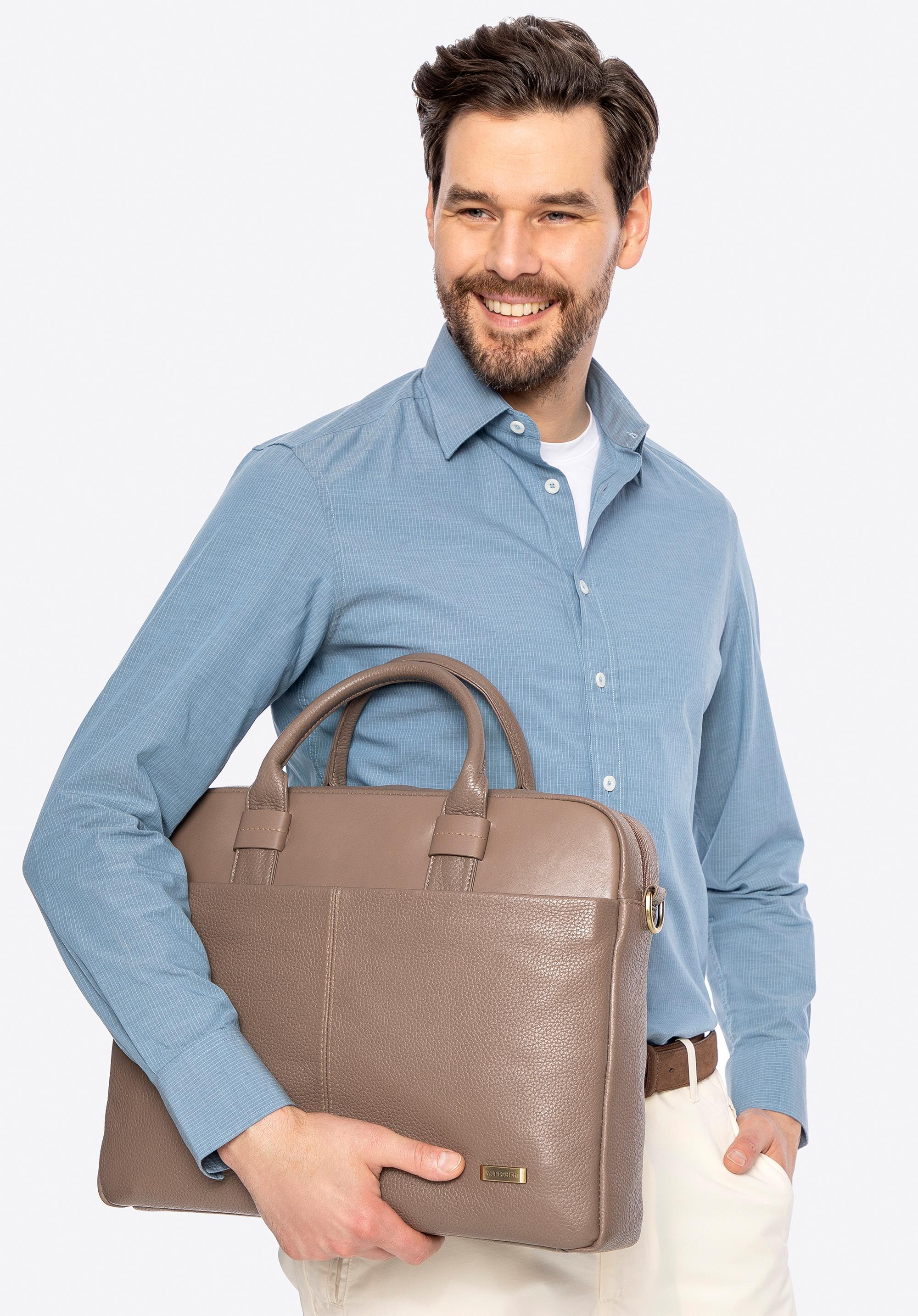 16&quot; Laptoptasche aus Leder, taupe, 100-3U-801-9, Bild 1