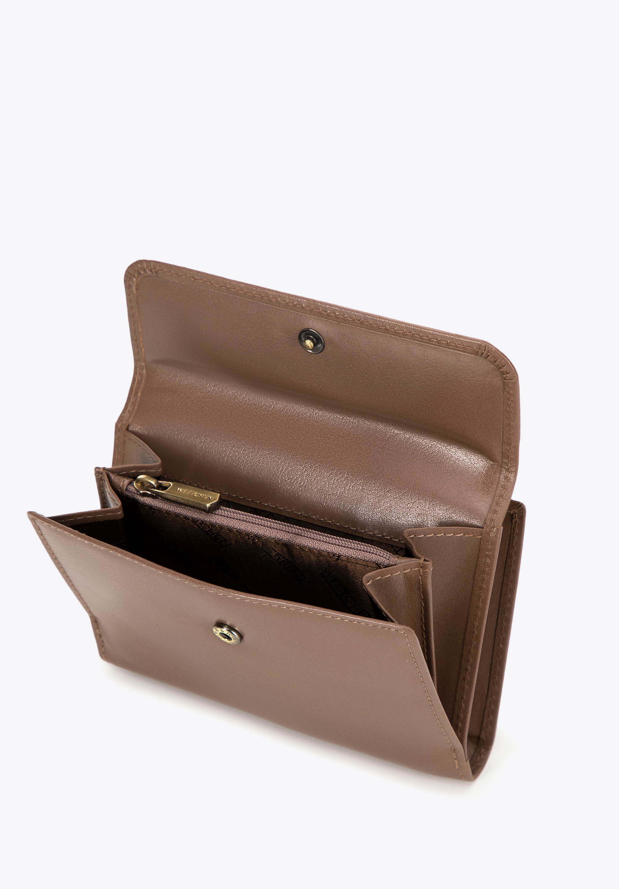 Geldbörse für Damen mit elegantem Druckknopf, taupe, 14-1-048-OL, Bild 1