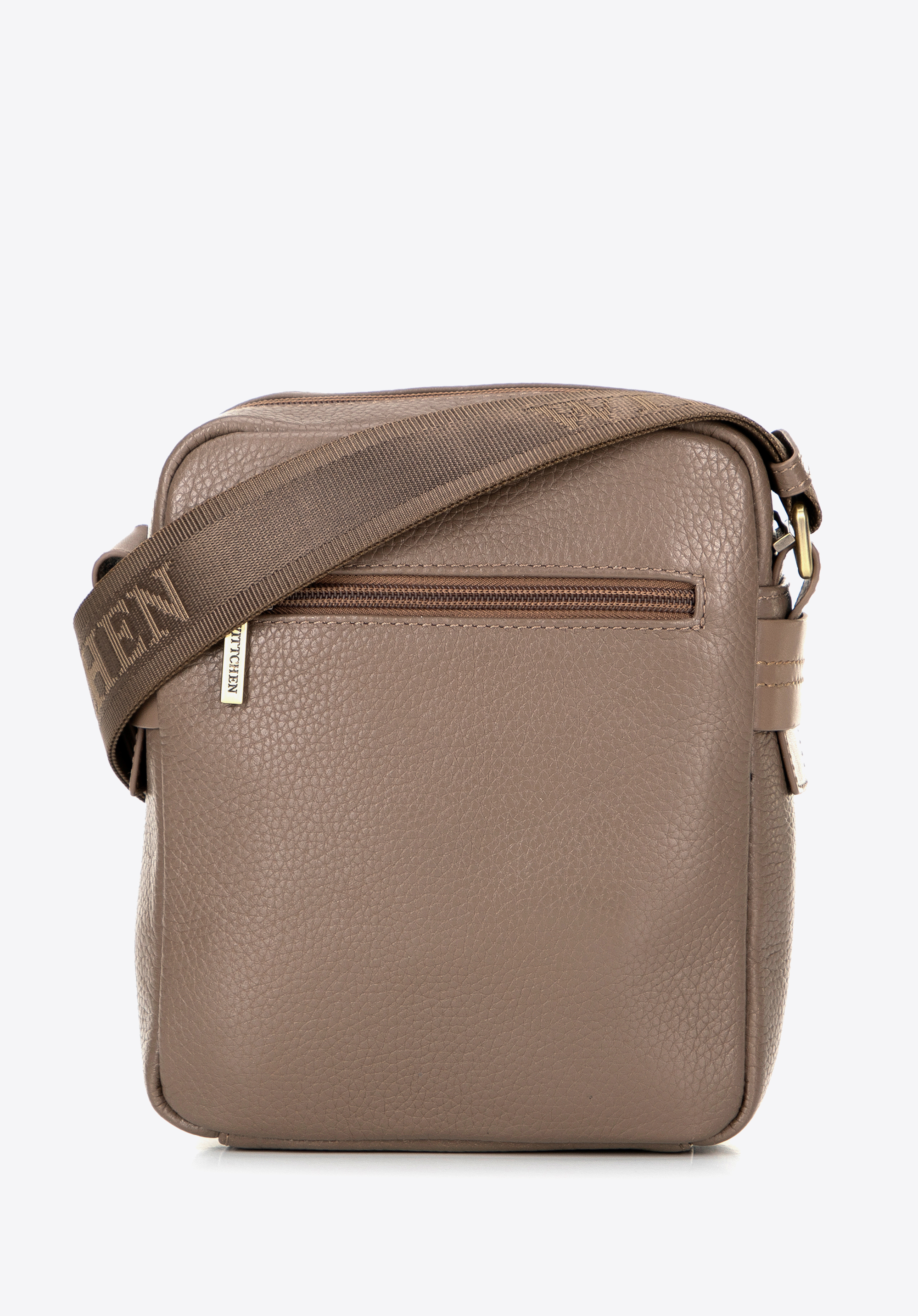 Herren Umhängetasche aus Naturleder mit Steppnaht, taupe, 100-4U-811-9, Bild 1