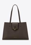 Shopper-Tasche aus Leder mit Zierschnalle, taupe, 98-4E-612-1, Bild 2