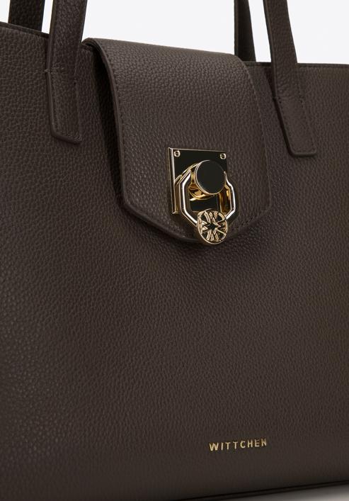 Shopper-Tasche aus Leder mit Zierschnalle, taupe, 98-4E-612-1, Bild 5