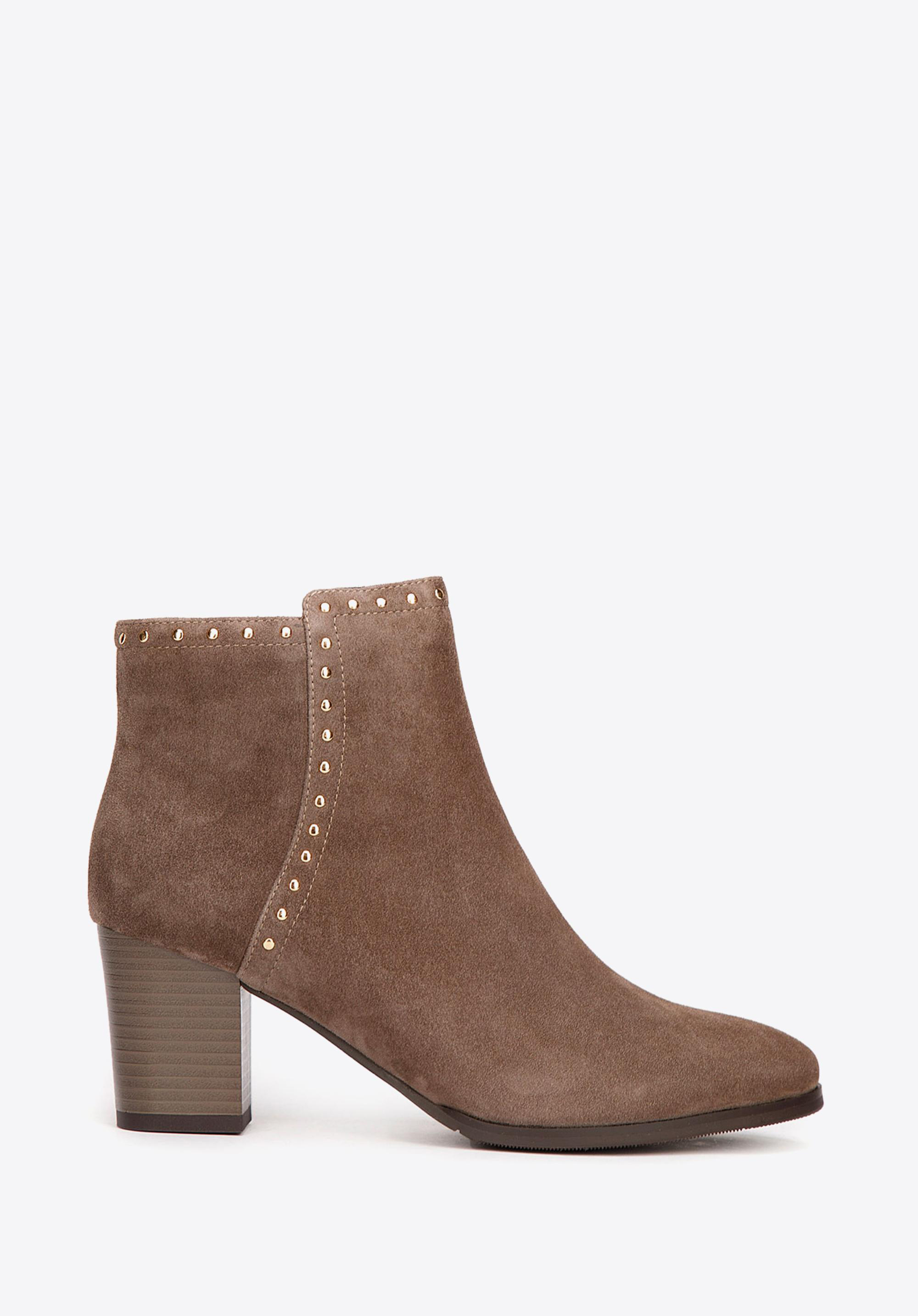 Stiefelette aus Wildleder mit Nieten, taupe, 93-D-960-4-35, Bild 1