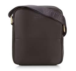 Мужская кожаная классическая сумка через плечо маленькая, темно-коричневый, 94-4U-802-4, Фотография 1