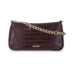 Женская сумка-багет на цепочке, темно-коричневый, 93-4Y-420-04, Фотография 1