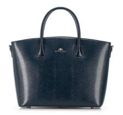 Большая сумка-шоппер из кожи lizard, темно-синий, 91-4-302-N, Фотография 1