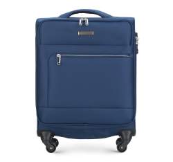 Тканевой одноцветный чемодан ручная кладь, темно-синий, 56-3S-621-90, Фотография 1