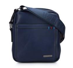 Мужская сумка через плечо с ярким акцентом, маленькая, темно-синий, 94-4P-007-7, Фотография 1