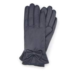 Женские кожаные перчатки с бантом, темно-синий, 39-6-550-GC-M, Фотография 1