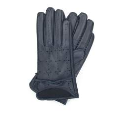 Перфорированные кожаные женские перчатки, темно-синий, 45-6-519-GC-M, Фотография 1