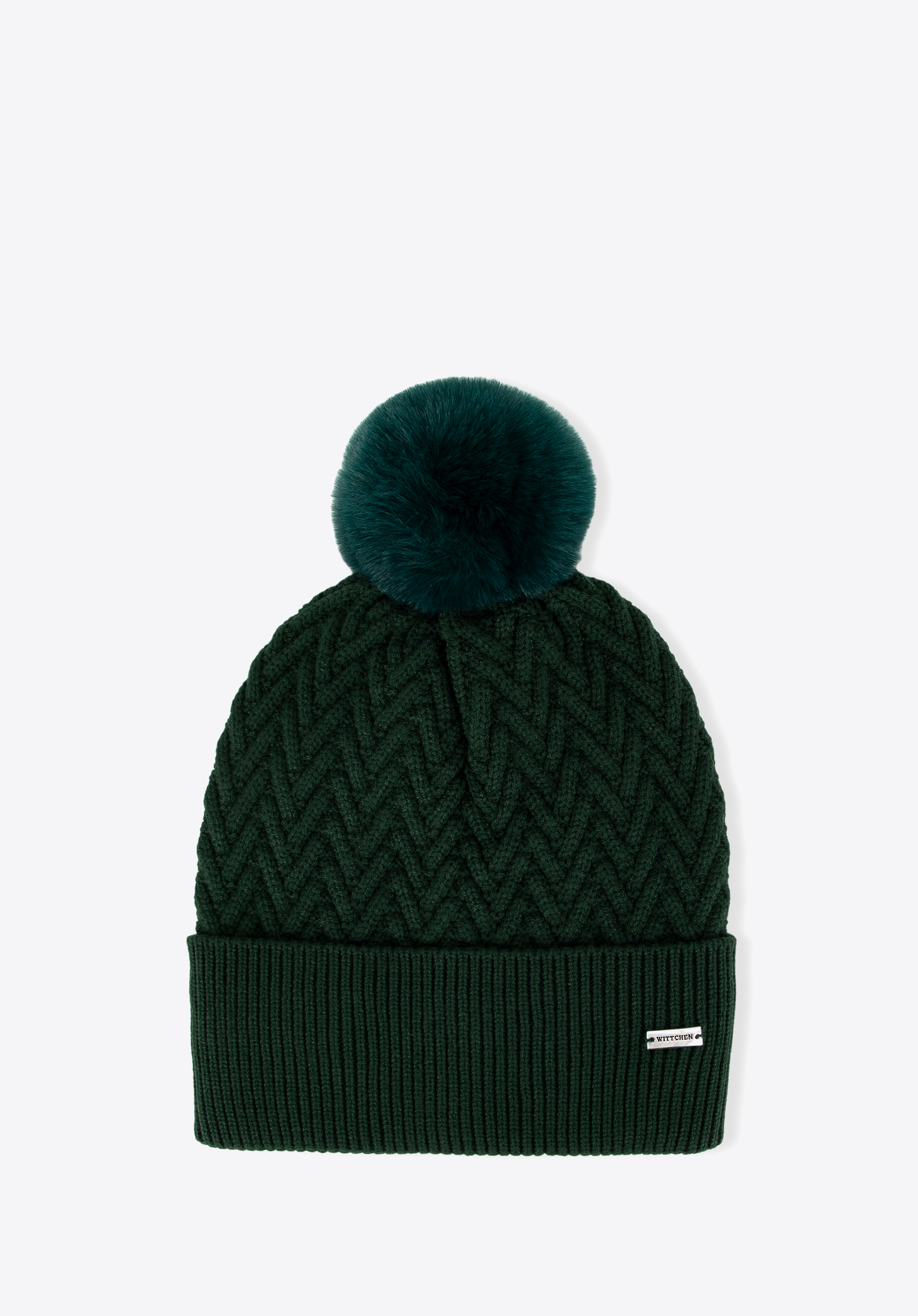 Жіноча шапка з ніжним помпоном, темно-зелений, 99-HF-007-ZZ, Фото 1