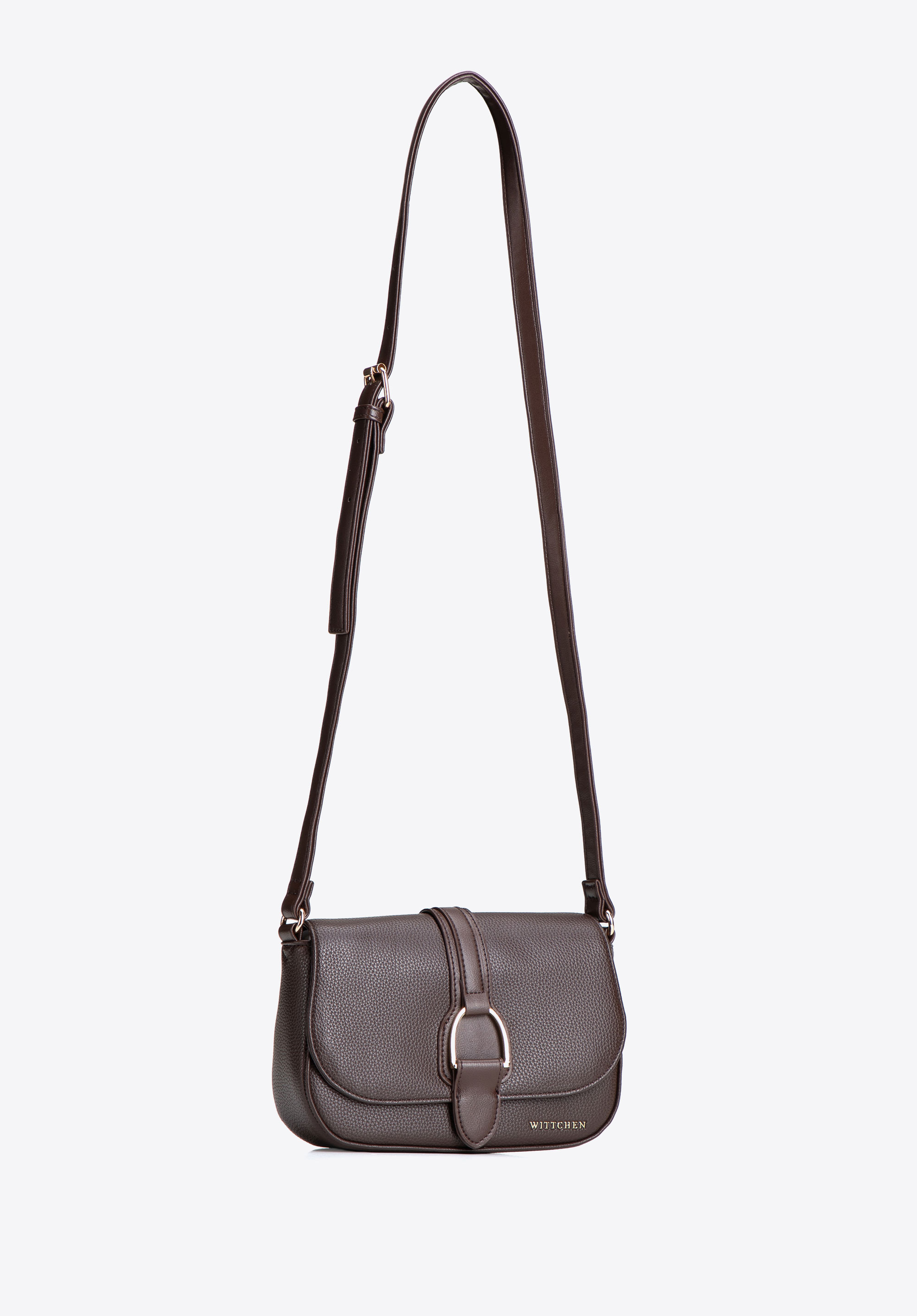 Dámská crossbody kabelka s ozdobným zapínáním, tmavě hnědá, 103-4Y-513-4, Obrázek 1