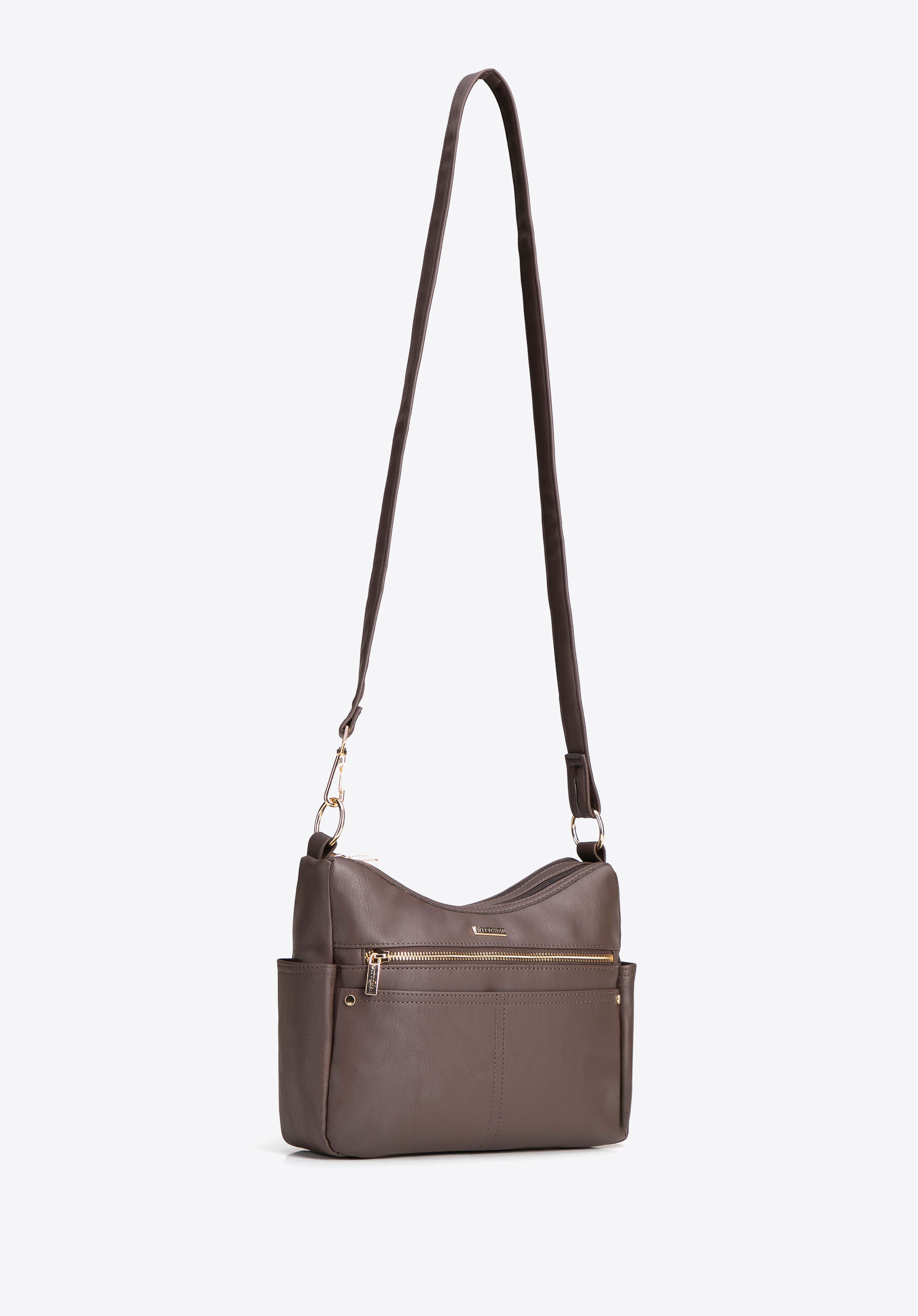 Dámská crossbody kabelka s praktickými kapsami, tmavě hnědá, 102-4Y-014-4, Obrázek 1