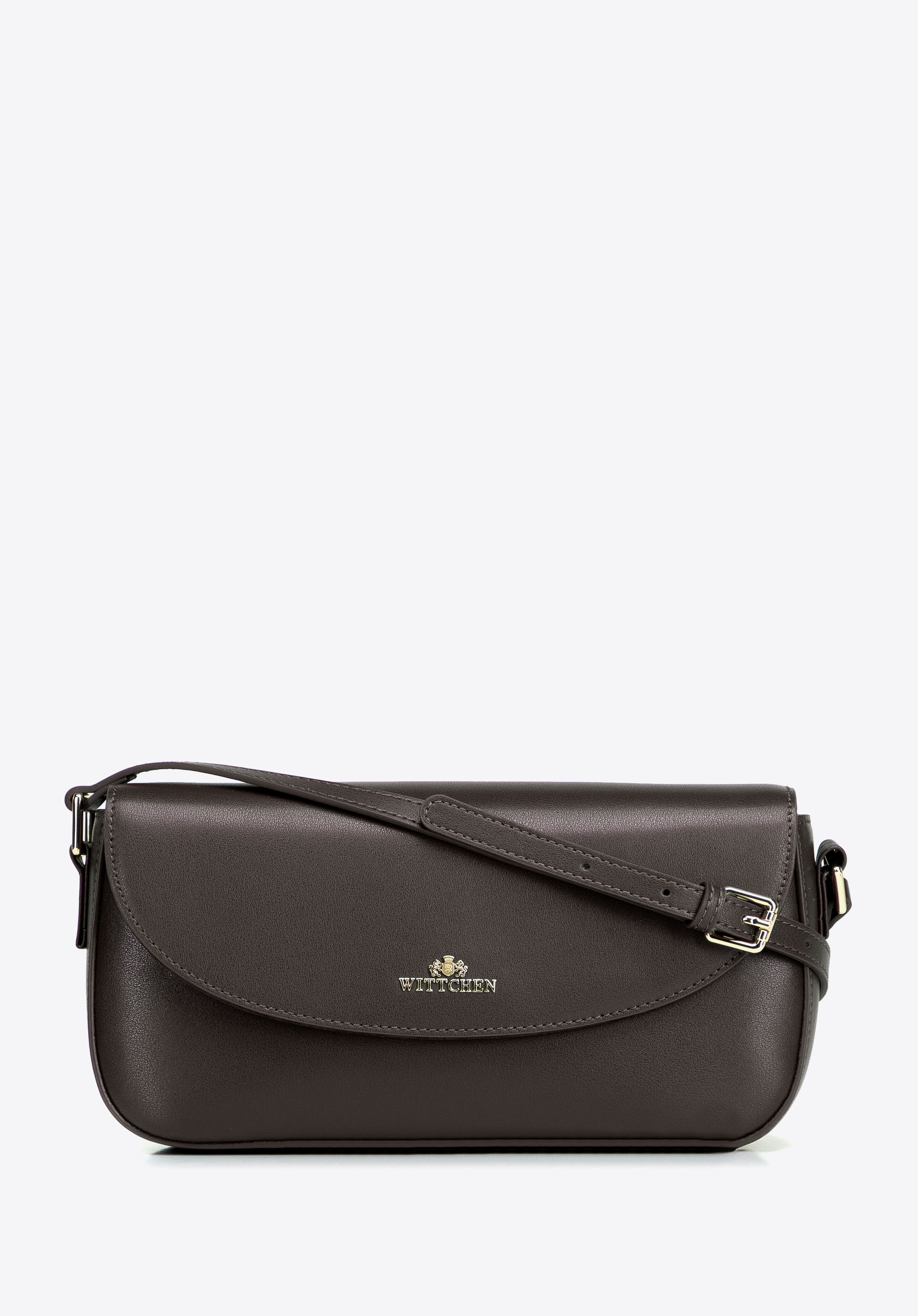 Dámská kožená crossbody kabelka s nastavitelným popruhem, tmavě hnědá, 103-4E-616-4, Obrázek 1
