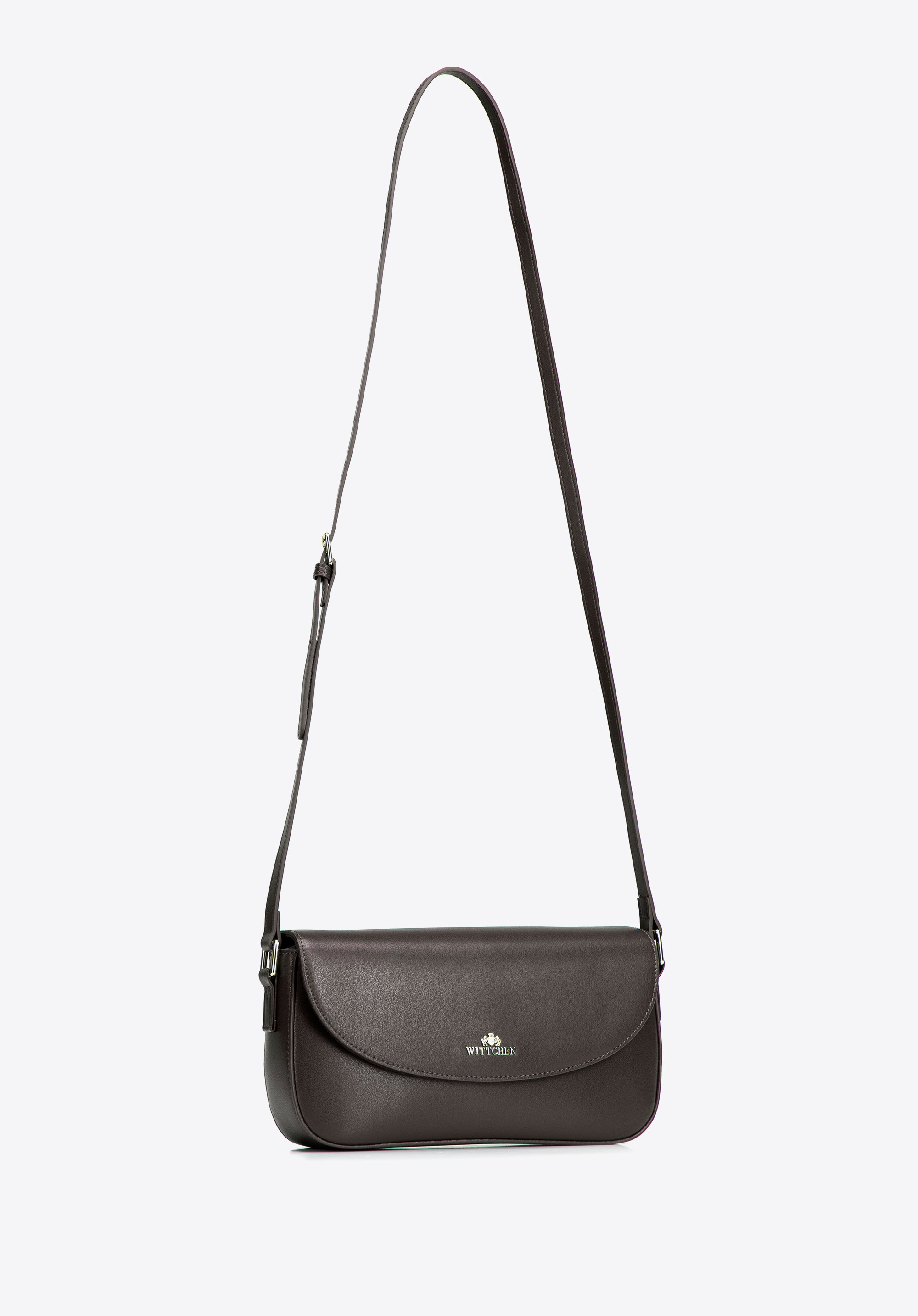 Dámská kožená crossbody kabelka s nastavitelným popruhem, tmavě hnědá, 103-4E-616-4, Obrázek 1