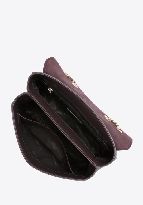 Dámská kožená kabelka s ozdobnou sponou na řetízku, tmavě hnědá, 97-4E-613-4, Obrázek 4