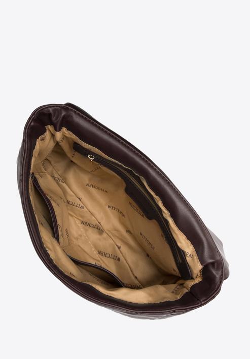 Dámská prošívaná kabelka s řetízkem, tmavě hnědá, 97-4Y-229-9, Obrázek 4