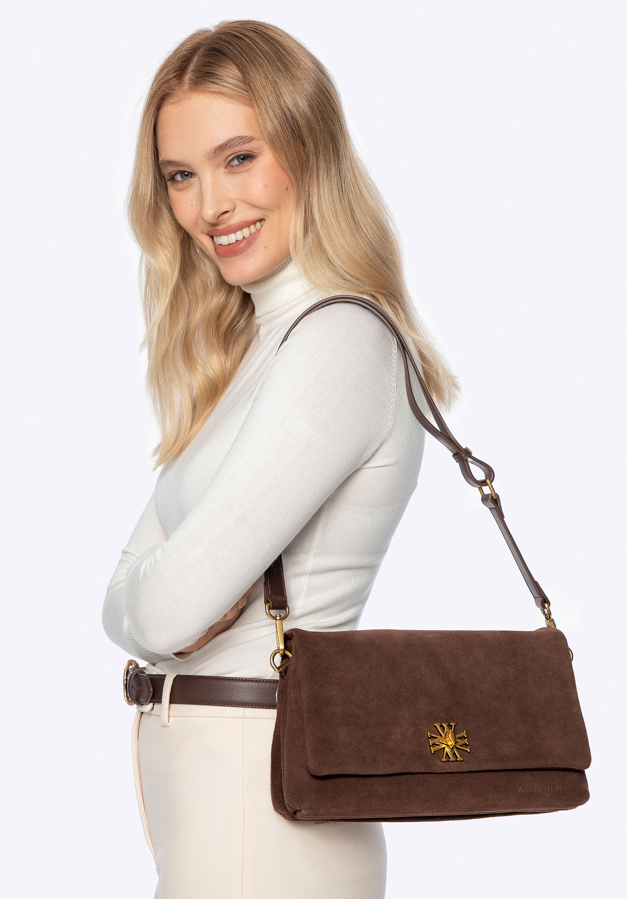 Dámská semišová crossbody kabelka